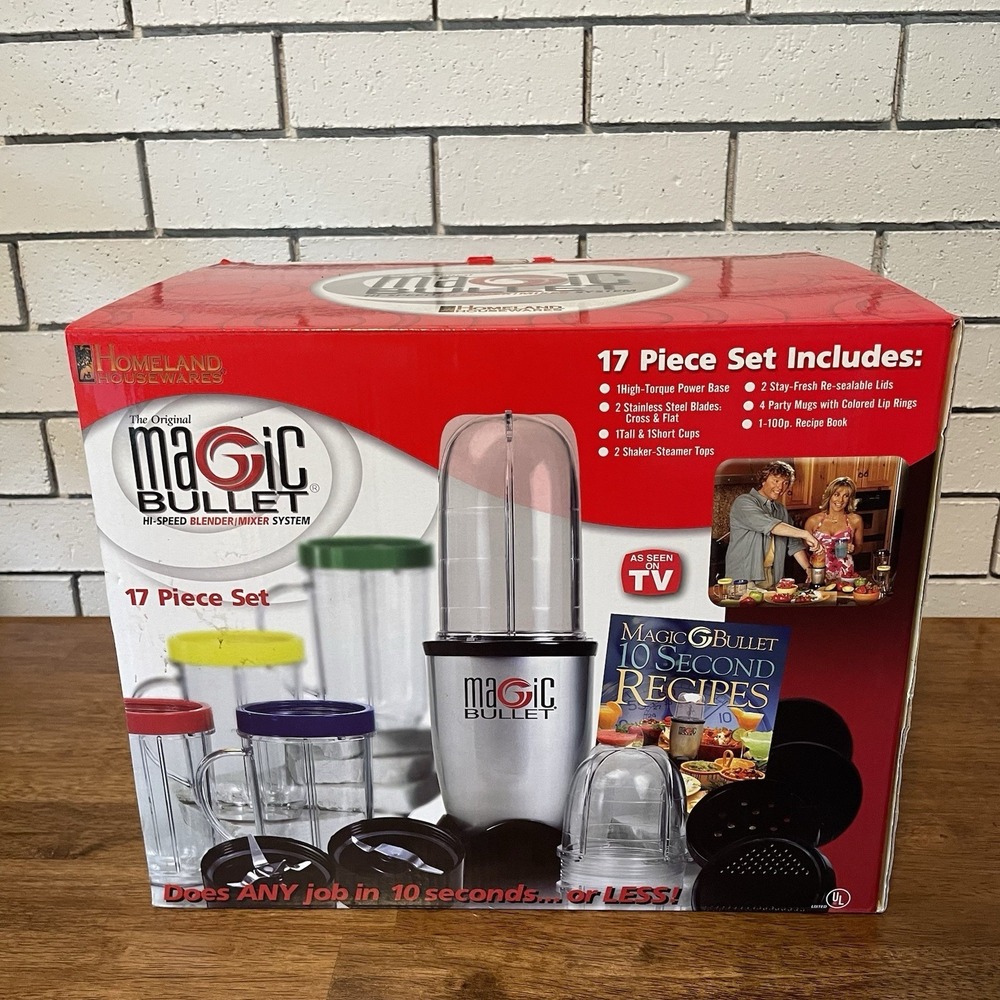 Vintage Homeland Housewares Original Magic Bullet 17-Piece Set - Open Box